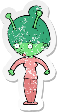 Bir insan tarafından çizilmiş uzaylı bir karikatürün gerilimli yapıştırması.