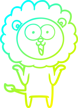 Bir insan tarafından çizilmiş mutlu çizgi film aslanı çizimi.