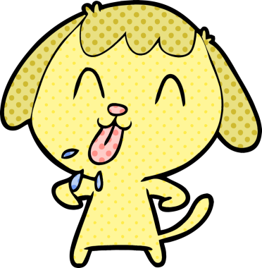 Bir insan tarafından çizilmiş şirin bir çizgi film köpeği.