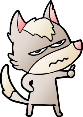 Bir insan tarafından çizilmiş rahatsız kurt çizgi filmi.