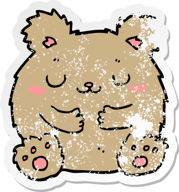 Bir insan tarafından çizilmiş şirin bir ayının sıkıntılı çıkartması.