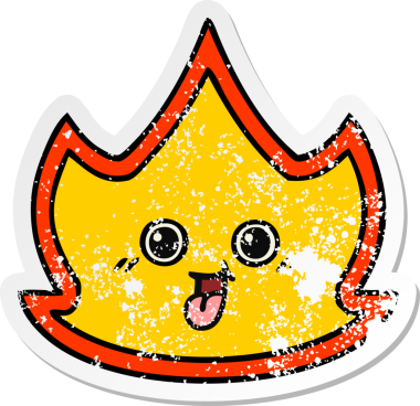 Bir insan tarafından çizilmiş şirin bir çizgi film yangınının sıkıntılı çıkartması.