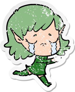 Bir insan tarafından çizilmiş, ağlayan bir elf kızı.