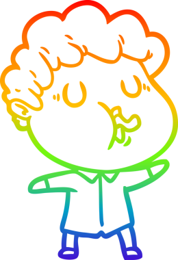 Gökkuşağı gradyan çizgi çizimi bir insan tarafından çizilen bir karikatür adamın