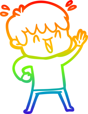 Gökkuşağının gradyan çizimi bir insan tarafından çizilmiş bir çizgi film karakteri.