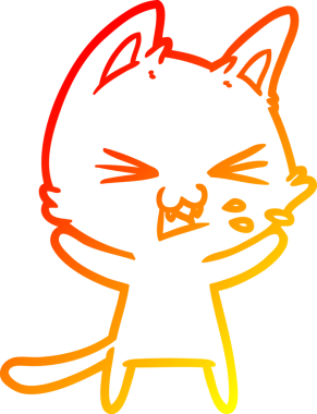 Bir insan tarafından çizilmiş çizgi film kedisinin sıcak çizgi çizimi