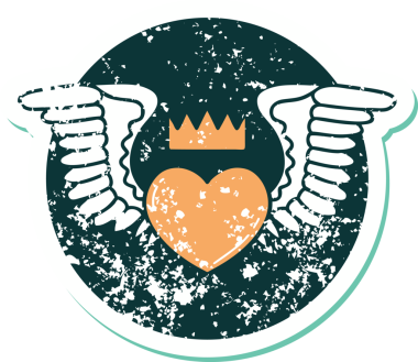 Bir insan tarafından çizilmiş kanatlı bir kalbin sembolik dövmesi.