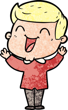 Bir insan tarafından çizilmiş gülen çizgi film adamı.