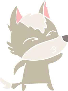 Bir insan tarafından çizilmiş düz renk çizgi film kurt ıslığı.