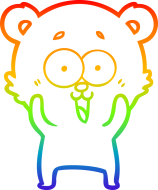 Bir insan tarafından çizilmiş gülen oyuncak ayının çizdiği gökkuşağı gradyan çizgisi.