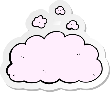 Bir insan tarafından çizilmiş yumuşak pembe bulutun çıkartması.