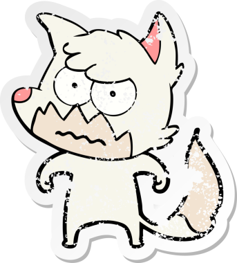 Bir insan tarafından çizilmiş, sıkıntılı bir çizgi film çıkartması.