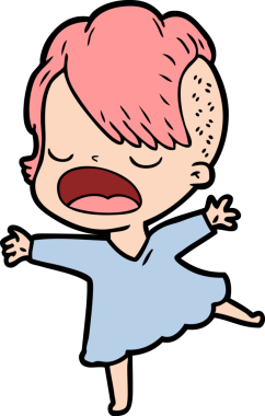 Bir insan tarafından çizilmiş havalı hippi kız çizgi filmi.