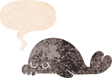 grunge ile konuşma balonu ile karikatür mühür sıkıntılı retro stil bir insan tarafından çizilmiş