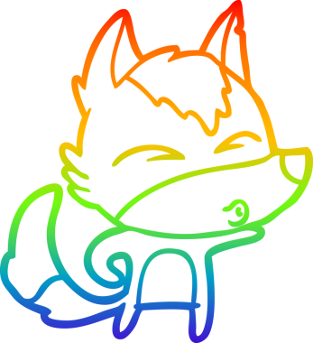 Gökkuşağı gradyan çizgi çizimi bir insan tarafından çizilmiş bir kurt çizgi filmi.