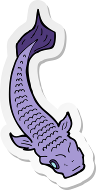 Bir insan tarafından çizilmiş karikatür balığının çıkartması.