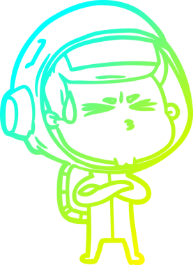 Bir insan tarafından çizilen soğuk gradyan çizgi çizimi stresli astronot