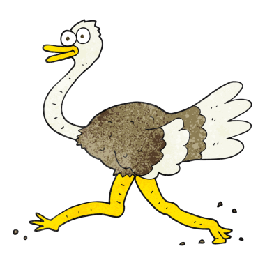 Bir insan tarafından çizilmiş deve kuşu desenli desenli deve kuşu.