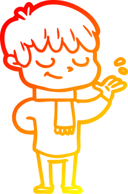 Bir insan tarafından çizilen mutlu bir çocuğun sıcak çizgi çizimi.