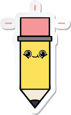 Bir insan tarafından çizilmiş şirin bir karikatür kalemi çıkartması.