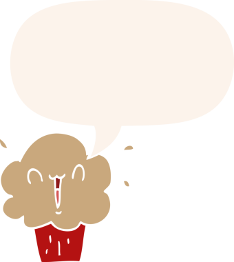 Bir insan tarafından çizilmiş, konuşma baloncuklu çizgi film keki.