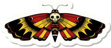 Geleneksel bir dövme stili olan ölüm pervanesi insan tarafından çizilmiş.