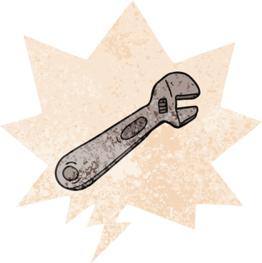 grunge ile konuşma balonu ile çizgi film anahtarı bir insan tarafından çizilmiş sıkıntılı retro desen tarzı