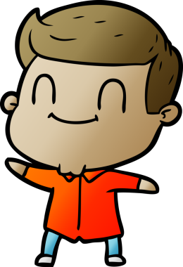 Bir insan tarafından çizilmiş çizgi film dostu bir adam.