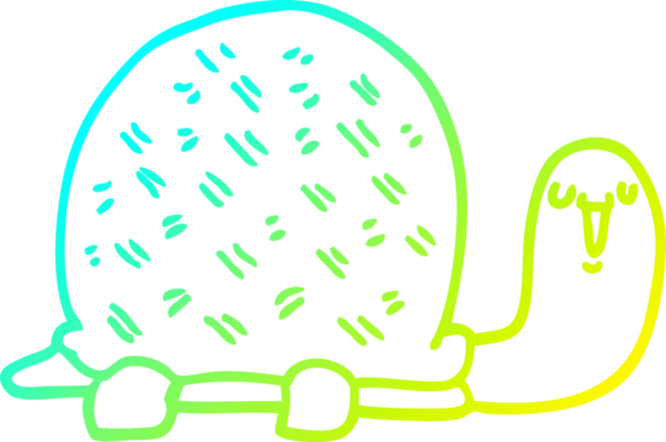 Bir insan tarafından çizilmiş şirin bir karikatür kaplumbağasının soğuk çizgi çizimi.