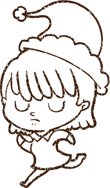 Bir insan tarafından çizilen Noel Kadını Kömür Çizimi