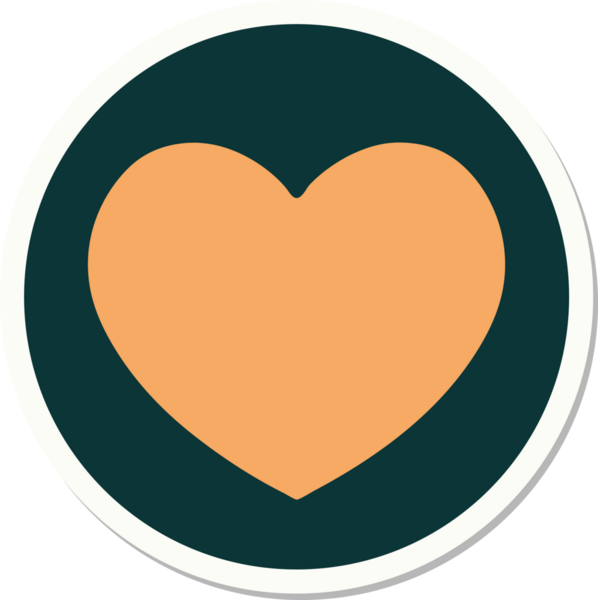 Bir insan tarafından çizilmiş geleneksel bir kalp şeklinde dövme çıkartması.