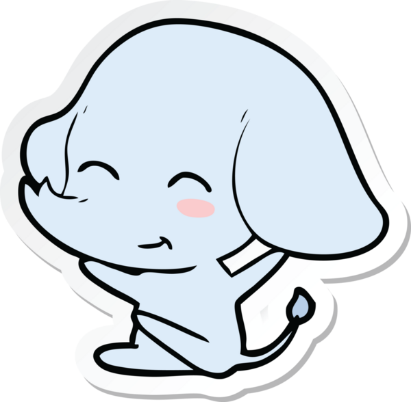 Bir insan tarafından çizilmiş şirin bir fil çıkartması.