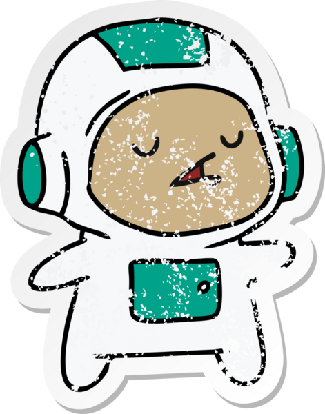 Bir insan tarafından çizilmiş kawaii yakışıklı astronot bir çocuğun sıkıntılı karikatür çizimi