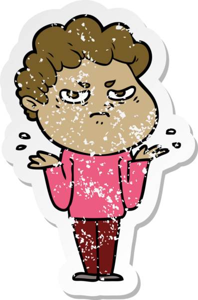 Bir insan tarafından çizilmiş kızgın bir adamın sıkıntılı çıkartması.