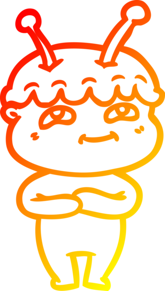 Bir insan tarafından çizilmiş dost canlısı bir uzay adamının sıcak çizgi çizimi