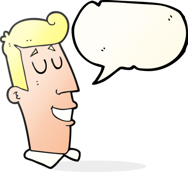 Bir insan tarafından çizilmiş serbest konuşma balonu çizgi filmi sırıtan adam.