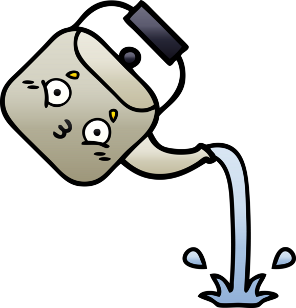 Bir insan tarafından çizilmiş gölgelenmiş çaydanlık karikatürü.