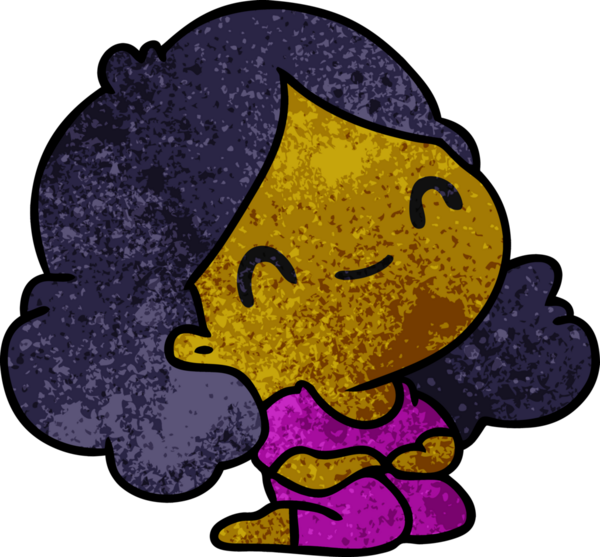 Bir insan tarafından çizilmiş sevimli bir kawai kızının desenli çizimi.