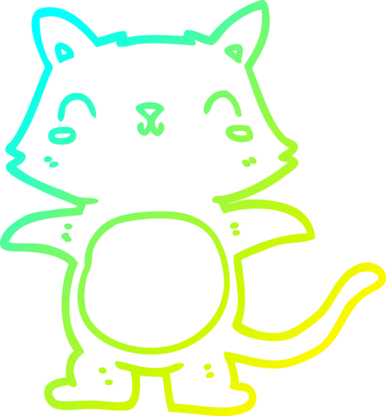 Bir insan tarafından çizilen çizgi film kedisinin soğuk gradyan çizgisi.