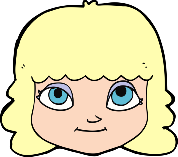 Bir insan tarafından çizilmiş mutlu kadın yüzü.