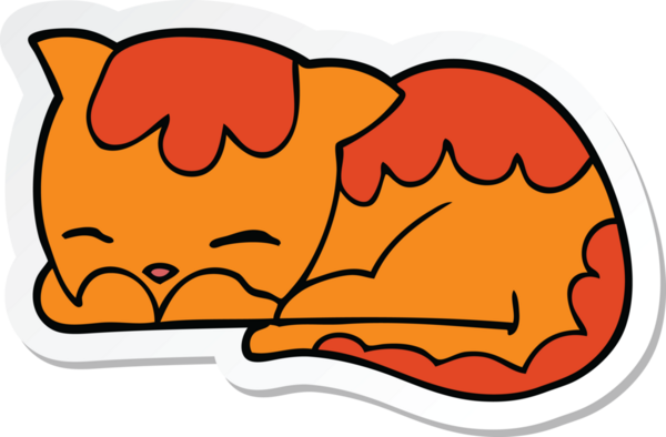 Bir insan tarafından çizilmiş çizgi film kedisinin çıkartması.