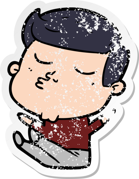 Bir insan tarafından çizilmiş karikatür mankeni adamın sıkıntılı çıkartması.