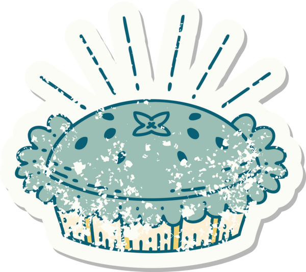 Eski bir dövme stili. Bir insan tarafından çizilmiş harika bir turta.