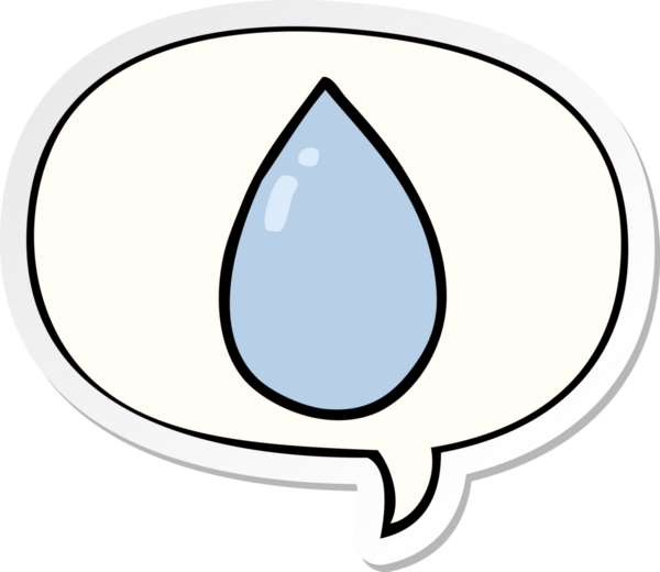 Bir insan tarafından çizilmiş konuşma kabarcığı etiketli karikatür su damlası.