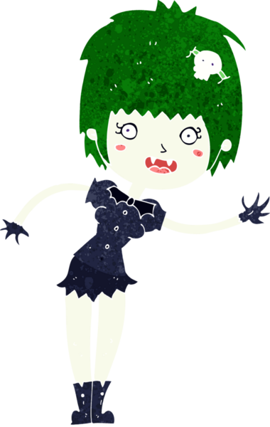 Bir insan tarafından çizilmiş vampir kız çizgi filmi.