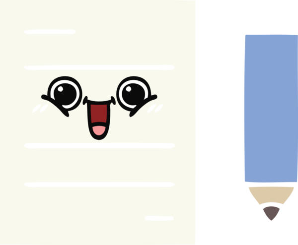 Bir insan tarafından çizilmiş bir test kağıdının düz renk retro karikatürü