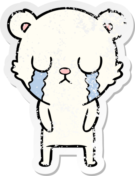 Bir insan tarafından çizilmiş ağlayan kutup ayısı karikatürü.