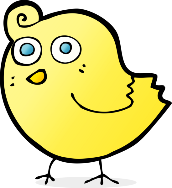 Bir insan tarafından çizilmiş komik çizgi film kuşu.