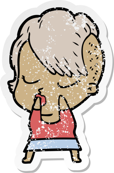 Çizgi film çıkartması. Bir insan tarafından çizilmiş güzel hippi kız.