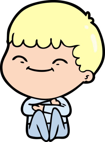 Bir insan tarafından çizilmiş gülümseyen çocuk.